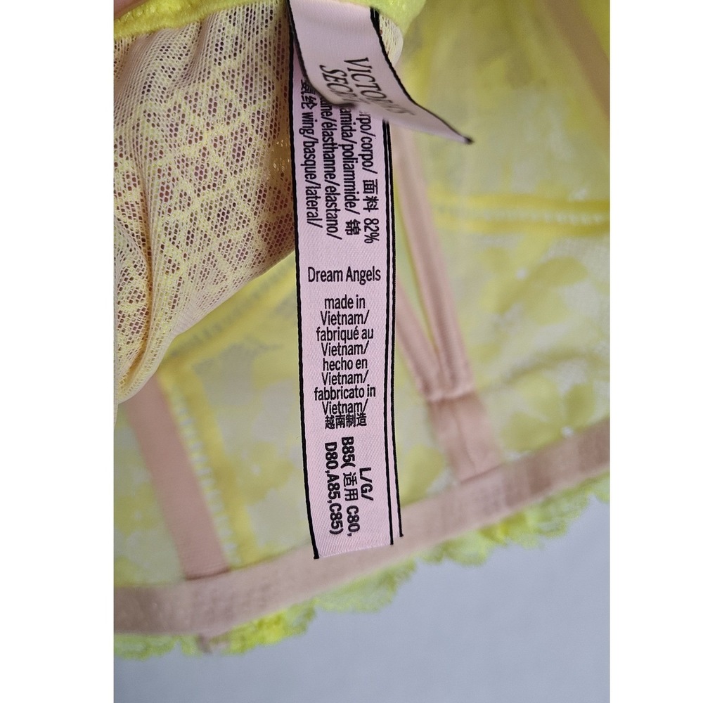 Victoria's Secret Lingerie Set Dream Angels Bustier Bra Yellow Lace L‎ M - Picture 5 of 9